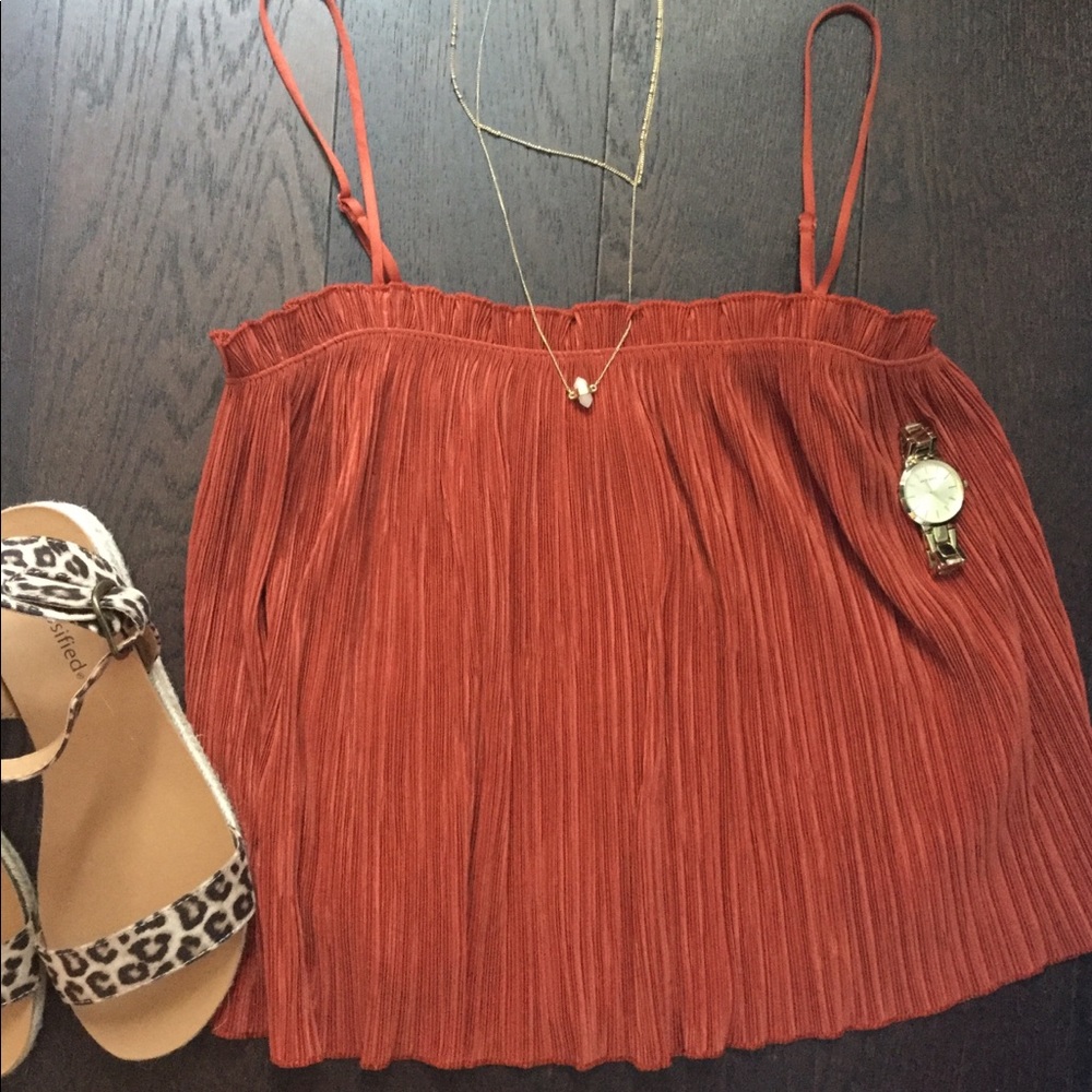 Madewell Nicole Rust Pleaded Top